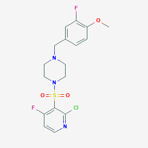 molecular formula C17H18ClF2N3O3S B2961876 1-[(2-Chloro-4-fluoropyridin-3-yl)sulfonyl]-4-[(3-fluoro-4-methoxyphenyl)methyl]piperazine CAS No. 1808429-53-9