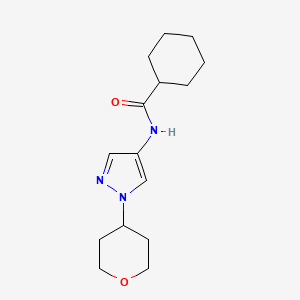 molecular formula C15H23N3O2 B2961884 N-(1-(tetrahydro-2H-pyran-4-yl)-1H-pyrazol-4-yl)cyclohexanecarboxamide CAS No. 1797319-09-5