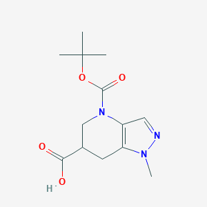 molecular formula C13H19N3O4 B2961899 1-Methyl-4-[(2-methylpropan-2-yl)oxycarbonyl]-6,7-dihydro-5H-pyrazolo[4,3-b]pyridine-6-carboxylic acid CAS No. 2287289-63-6