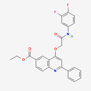 molecular formula C26H20F2N2O4 B2961900 Ethyl 4-{2-[(3,4-difluorophenyl)amino]-2-oxoethoxy}-2-phenylquinoline-6-carboxylate CAS No. 1114835-36-7