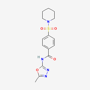 molecular formula C15H18N4O4S B2961905 N-(5-methyl-1,3,4-oxadiazol-2-yl)-4-(piperidin-1-ylsulfonyl)benzamide CAS No. 685837-47-2