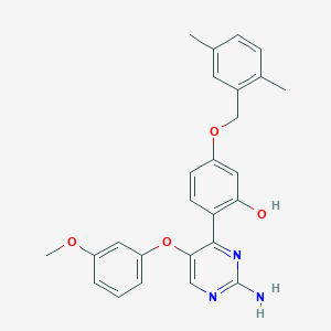 2-(2-Amino-5-(3-methoxyphenoxy)pyrimidin-4-yl)-5-((2,5-dimethylbenzyl)oxy)phenol