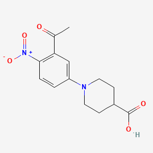 molecular formula C14H16N2O5 B2961942 1-(3-乙酰基-4-硝基苯基)哌啶-4-羧酸 CAS No. 866039-58-9