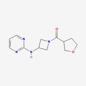 molecular formula C12H16N4O2 B2961948 (3-(嘧啶-2-基氨基)氮杂环丁-1-基)(四氢呋喃-3-基)甲酮 CAS No. 2034223-33-9