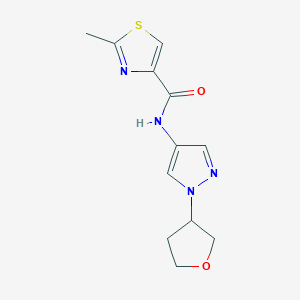 molecular formula C12H14N4O2S B2961955 2-methyl-N-(1-(tetrahydrofuran-3-yl)-1H-pyrazol-4-yl)thiazole-4-carboxamide CAS No. 1797638-24-4