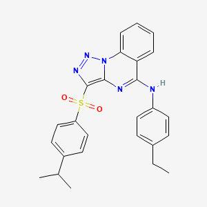 molecular formula C26H25N5O2S B2961967 N-(4-ethylphenyl)-3-((4-isopropylphenyl)sulfonyl)-[1,2,3]triazolo[1,5-a]quinazolin-5-amine CAS No. 899761-03-6