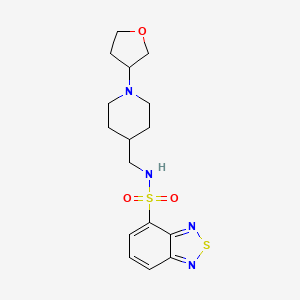 molecular formula C16H22N4O3S2 B2961987 N-((1-(四氢呋喃-3-基)哌啶-4-基)甲基)苯并[c][1,2,5]噻二唑-4-磺酰胺 CAS No. 2034303-92-7