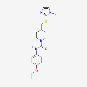 molecular formula C19H26N4O2S B2961995 N-(4-乙氧基苯基)-4-(((1-甲基-1H-咪唑-2-基)硫代)甲基)哌啶-1-甲酰胺 CAS No. 1428352-62-8