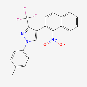 molecular formula C21H14F3N3O2 B2961996 1-(4-methylphenyl)-4-(1-nitro-2-naphthyl)-3-(trifluoromethyl)-1H-pyrazole CAS No. 321998-67-8