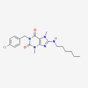 molecular formula C20H26ClN5O2 B2962006 1-(4-氯苄基)-8-(己基氨基)-3,7-二甲基-1H-嘌呤-2,6(3H,7H)-二酮 CAS No. 923145-65-7