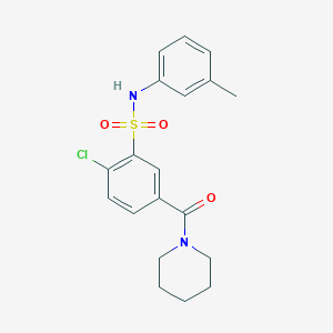 molecular formula C19H21ClN2O3S B296201 2-chloro-N-(3-methylphenyl)-5-(1-piperidinylcarbonyl)benzenesulfonamide 