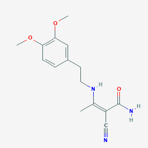 molecular formula C15H19N3O3 B2962014 2-Cyano-3-[(3,4-dimethoxyphenethyl)amino]-2-butenamide CAS No. 303148-34-7