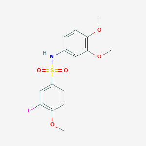 molecular formula C15H16INO5S B296202 N-(3,4-dimethoxyphenyl)-3-iodo-4-methoxybenzenesulfonamide 