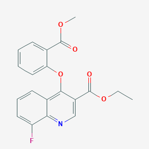 molecular formula C20H16FNO5 B2962021 Ethyl 8-fluoro-4-[2-(methoxycarbonyl)phenoxy]-3-quinolinecarboxylate CAS No. 477847-22-6