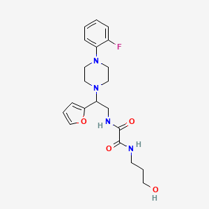 molecular formula C21H27FN4O4 B2962027 N1-(2-(4-(2-fluorophenyl)piperazin-1-yl)-2-(furan-2-yl)ethyl)-N2-(3-hydroxypropyl)oxalamide CAS No. 877632-98-9