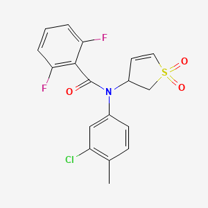 molecular formula C18H14ClF2NO3S B2962028 N-(3-chloro-4-methylphenyl)-N-(1,1-dioxido-2,3-dihydrothiophen-3-yl)-2,6-difluorobenzamide CAS No. 863008-16-6