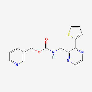 molecular formula C16H14N4O2S B2962029 Pyridin-3-ylmethyl ((3-(thiophen-2-yl)pyrazin-2-yl)methyl)carbamate CAS No. 2034240-77-0