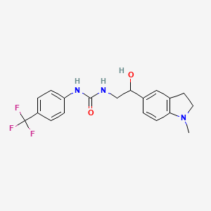molecular formula C19H20F3N3O2 B2962033 1-(2-Hydroxy-2-(1-methylindolin-5-yl)ethyl)-3-(4-(trifluoromethyl)phenyl)urea CAS No. 1704607-72-6