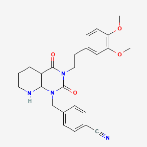 4-[[3-[2-(3,4-Dimethoxyphenyl)ethyl]-2,4-dioxo-4a,5,6,7,8,8a-hexahydropyrido[2,3-d]pyrimidin-1-yl]methyl]benzonitrile