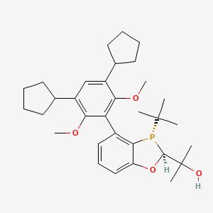 molecular formula C32H45O4P B2962043 2-((2S,3S)-3-(tert-butyl)-4-(3,5-dicyclopentyl-2,6-dimethoxyphenyl)-2,3-dihydrobenzo[d][1,3]oxaphosphol-2-yl)propan-2-ol CAS No. 2416226-68-9