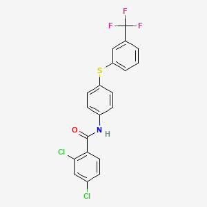 molecular formula C20H12Cl2F3NOS B2962049 2,4-二氯-N-[4-[3-(三氟甲基)苯基]硫烷基苯基]苯甲酰胺 CAS No. 339104-99-3