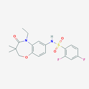 molecular formula C19H20F2N2O4S B2962054 N-(5-乙基-3,3-二甲基-4-氧代-2,3,4,5-四氢苯并[b][1,4]恶杂环-7-基)-2,4-二氟苯磺酰胺 CAS No. 922077-25-6