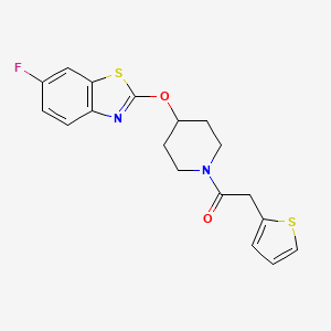 molecular formula C18H17FN2O2S2 B2962056 1-(4-((6-Fluorobenzo[d]thiazol-2-yl)oxy)piperidin-1-yl)-2-(thiophen-2-yl)ethanone CAS No. 1331366-35-8