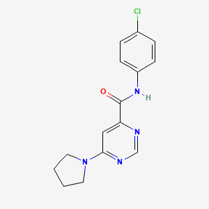 molecular formula C15H15ClN4O B2962061 N-(4-chlorophenyl)-6-(pyrrolidin-1-yl)pyrimidine-4-carboxamide CAS No. 1905830-46-7