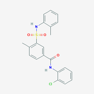 molecular formula C21H19ClN2O3S B296207 N-(2-chlorophenyl)-4-methyl-3-(2-toluidinosulfonyl)benzamide 