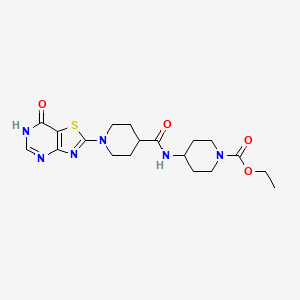 Ethyl 4-(1-(7-oxo-6,7-dihydrothiazolo[4,5-d]pyrimidin-2-yl)piperidine-4-carboxamido)piperidine-1-carboxylate