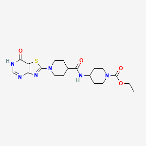 molecular formula C19H26N6O4S B2962079 4-(1-(7-氧代-6,7-二氢噻唑并[4,5-d]嘧啶-2-基)哌啶-4-甲酰胺)哌啶-1-甲酸乙酯 CAS No. 1216416-70-4