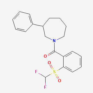 molecular formula C20H21F2NO3S B2962089 (2-((二氟甲基)磺酰)苯基)(3-苯基氮杂环-1-基)甲苯酮 CAS No. 2034264-05-4