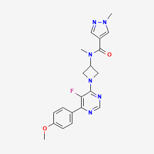 molecular formula C20H21FN6O2 B2962095 N-[1-[5-Fluoro-6-(4-methoxyphenyl)pyrimidin-4-yl]azetidin-3-yl]-N,1-dimethylpyrazole-4-carboxamide CAS No. 2380193-69-9
