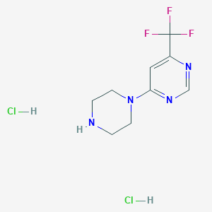 molecular formula C9H13Cl2F3N4 B2962099 4-(Piperazin-1-yl)-6-(trifluoromethyl)pyrimidine dihydrochloride CAS No. 1380300-84-4