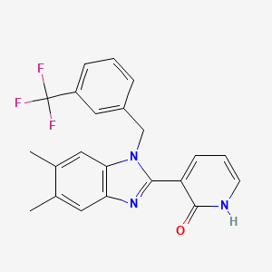 3-{5,6-dimethyl-1-[3-(trifluoromethyl)benzyl]-1H-1,3-benzimidazol-2-yl}-2(1H)-pyridinone