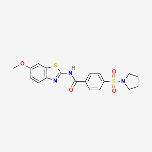 molecular formula C19H19N3O4S2 B2962122 N-(6-Methoxy-benzothiazol-2-yl)-4-(pyrrolidine-1-sulfonyl)-benzamide CAS No. 313973-13-6