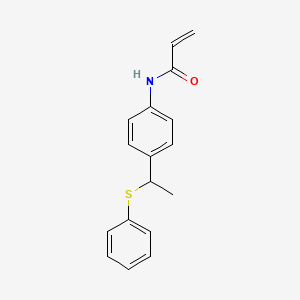 molecular formula C17H17NOS B2962124 N-[4-(1-Phenylsulfanylethyl)phenyl]prop-2-enamide CAS No. 2305551-84-0