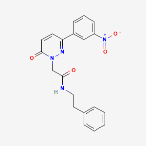 molecular formula C20H18N4O4 B2962129 2-(3-(3-nitrophenyl)-6-oxopyridazin-1(6H)-yl)-N-phenethylacetamide CAS No. 941930-51-4