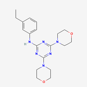 molecular formula C19H26N6O2 B2962139 N-(3-ethylphenyl)-4,6-dimorpholino-1,3,5-triazin-2-amine CAS No. 942790-18-3