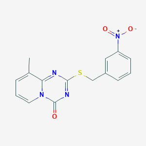 molecular formula C15H12N4O3S B2962141 9-Methyl-2-[(3-nitrophenyl)methylsulfanyl]pyrido[1,2-a][1,3,5]triazin-4-one CAS No. 896345-24-7