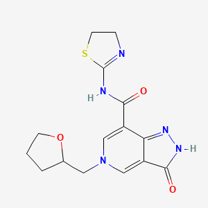 N-(4,5-dihydrothiazol-2-yl)-3-oxo-5-((tetrahydrofuran-2-yl)methyl)-3,5-dihydro-2H-pyrazolo[4,3-c]pyridine-7-carboxamide