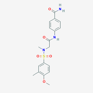 molecular formula C18H21N3O5S B296215 4-({N-[(4-methoxy-3-methylphenyl)sulfonyl]-N-methylglycyl}amino)benzamide 