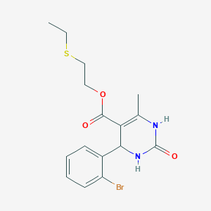 molecular formula C16H19BrN2O3S B2962150 2-(Ethylthio)ethyl 4-(2-bromophenyl)-6-methyl-2-oxo-1,2,3,4-tetrahydropyrimidine-5-carboxylate CAS No. 295343-97-4