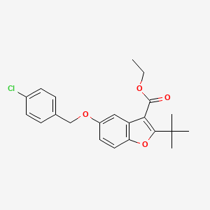 molecular formula C22H23ClO4 B2962162 Ethyl 2-tert-butyl-5-[(4-chlorophenyl)methoxy]-1-benzofuran-3-carboxylate CAS No. 384353-32-6