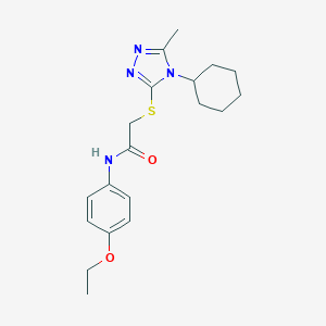 molecular formula C19H26N4O2S B296218 2-[(4-cyclohexyl-5-methyl-4H-1,2,4-triazol-3-yl)sulfanyl]-N-(4-ethoxyphenyl)acetamide 