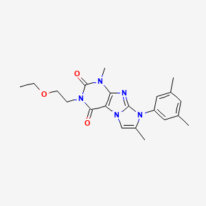 molecular formula C21H25N5O3 B2962182 8-(3,5-二甲基苯基)-3-(2-乙氧基乙基)-1,7-二甲基-1H-咪唑并[2,1-f]嘌呤-2,4(3H,8H)-二酮 CAS No. 877643-76-0