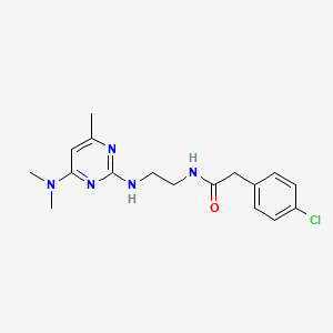 molecular formula C17H22ClN5O B2962191 2-(4-chlorophenyl)-N-(2-((4-(dimethylamino)-6-methylpyrimidin-2-yl)amino)ethyl)acetamide CAS No. 1207031-64-8