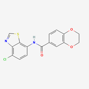 molecular formula C16H11ClN2O3S B2962203 N-(4-chloro-1,3-benzothiazol-7-yl)-2,3-dihydro-1,4-benzodioxine-6-carboxamide CAS No. 946322-05-0