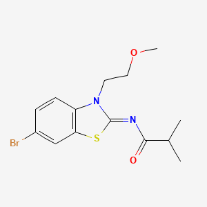 molecular formula C14H17BrN2O2S B2962213 (Z)-N-(6-溴-3-(2-甲氧基乙基)苯并[d]噻唑-2(3H)-亚甲基)异丁酰胺 CAS No. 864976-13-6