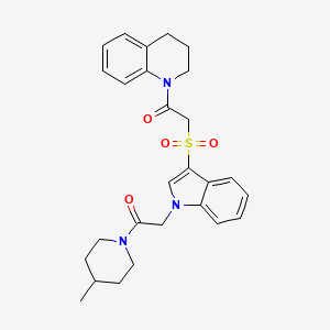 1-(3,4-dihydroquinolin-1(2H)-yl)-2-((1-(2-(4-methylpiperidin-1-yl)-2-oxoethyl)-1H-indol-3-yl)sulfonyl)ethanone